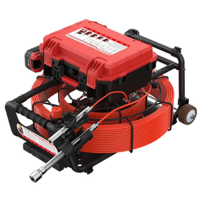 80m Dual Reel Pipe Inspection Camera 30m Inner, Sewer Camera System Self-Leveling 512Hz Sonde Compatible QY6689D