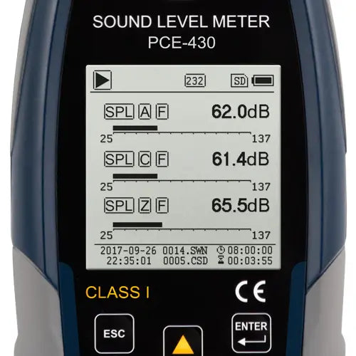 Class 1 Sound Level Meter with Calibrator PCE-430