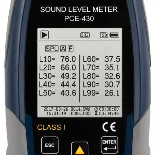 Class 1 Sound Level Meter with Calibrator PCE-430