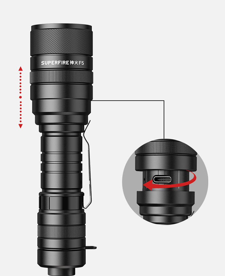 LED Inspection Flashlight 900 Lumens Rechargeable Torch F5